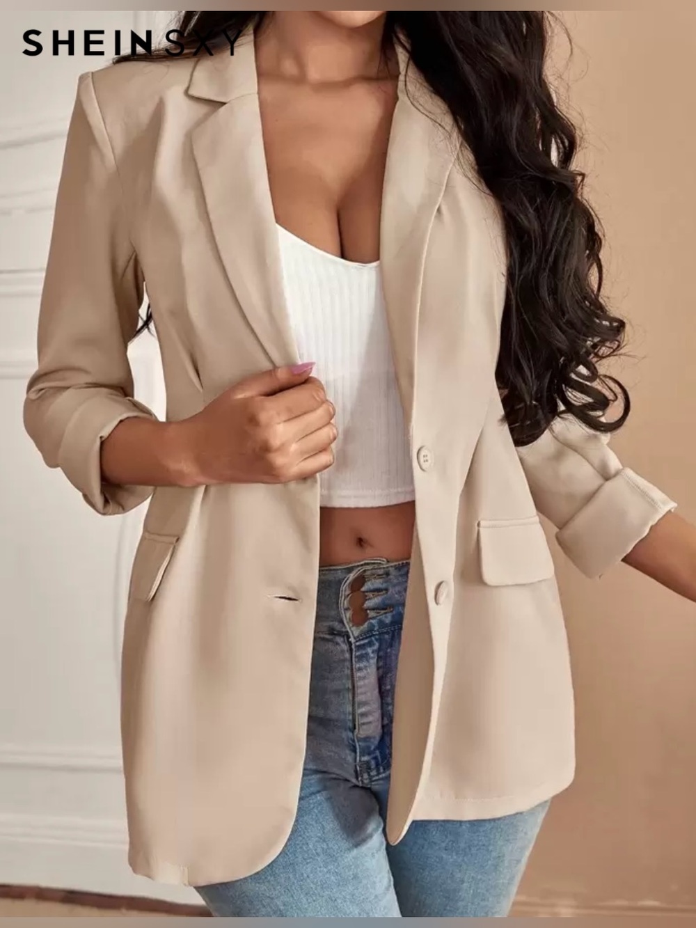 SHEIN SXY Lapel Neck Single Breasted Blazer Size Small